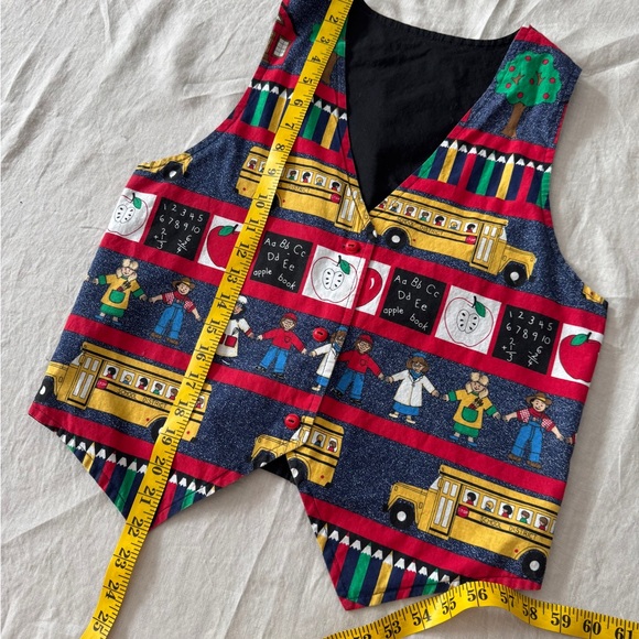 Vintage School Print Sleeveless vest top small - Picture 10 of 12